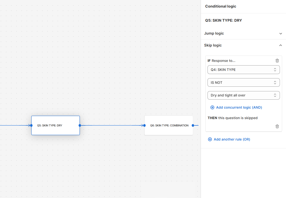 how to hide content with logic shopifyv2 skip logic rule